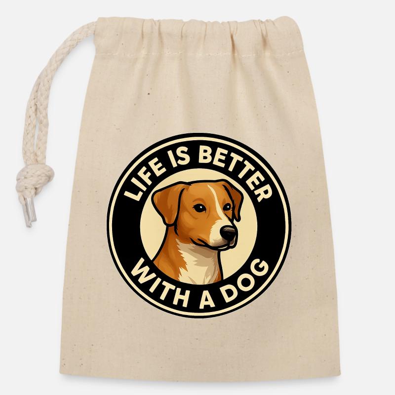Life is better with - Closable cotton gift bag (14x20cm) - nature