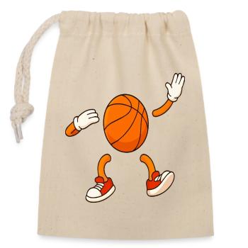 Funny Basketball Character Cartoon Design - Closable cotton gift bag (14x20cm) - nature - Front