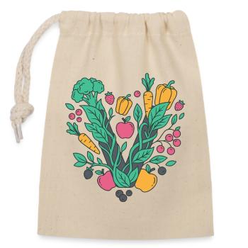 Frisches Garten-Gemüse Motiv - Verschließbarer Geschenkbeutel aus Baumwolle (14x20cm) - Natur - Vorne
