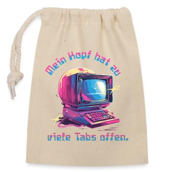 Vintage Computer Neon Tabs Open - Closable cotton gift bag (14x20cm) - nature - Front