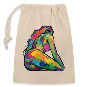 Bunte Silhouette nackt in Wirbeln - Verschließbarer Geschenkbeutel aus Baumwolle (14x20cm) - Natur - Vorne