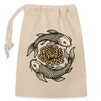 Cycle du chrysanthème Koi - Sac cadeau en coton avec cordon (14 x 20 cm) - nature - Devant