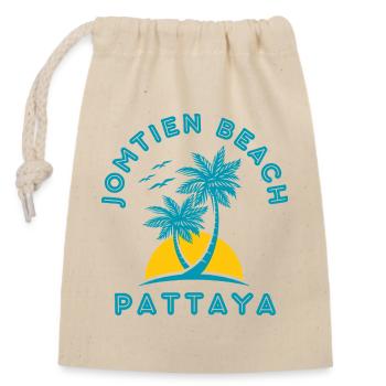 Pattaya Beach Palmensonnenuntergang - Verschließbarer Geschenkbeutel aus Baumwolle (14x20cm) - Natur - Vorne