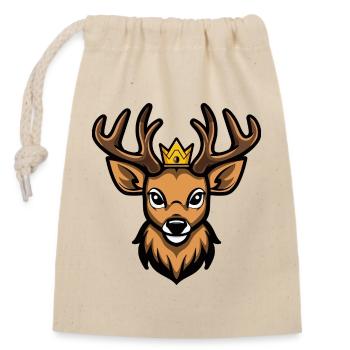 Deer Head Crown - Closable cotton gift bag (14x20cm) - nature - Front