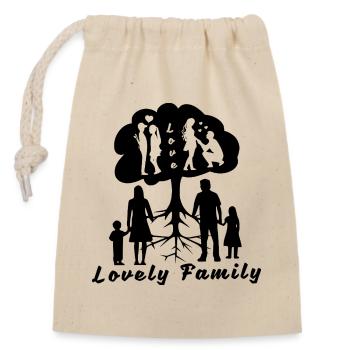Charmante famille - Noir - Sac cadeau en coton avec cordon (14 x 20 cm) - nature - Devant