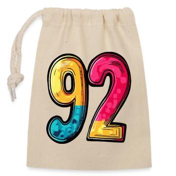 92 Number Colorful - Closable cotton gift bag (14x20cm) - nature - Front
