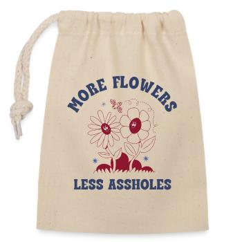Plus de fleurs, moins de connards – Expression rétro sur les fleurs - Sac cadeau en coton avec cordon (14 x 20 cm) - nature - Devant