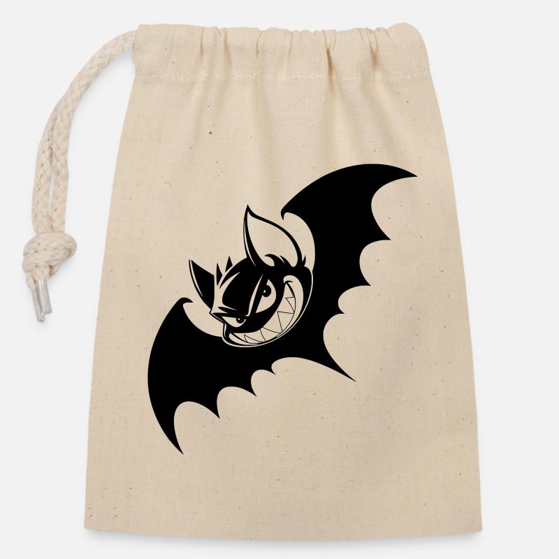 Grinsende Fledermaus – Evil Cartoon Bat - Verschließbarer Geschenkbeutel aus Baumwolle (14x20cm) - Natur