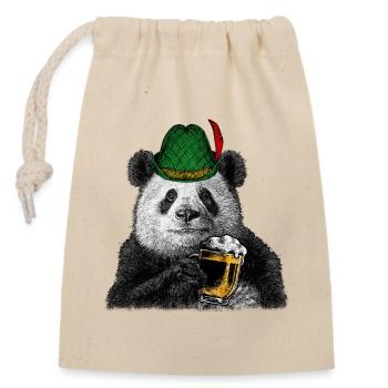 Bavarian Beer Fest Panda Bear Alpine Hat Graphic - Closable cotton gift bag (14x20cm) - nature - Front