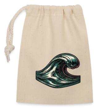 Océan Retro Wave japonais - Sac cadeau en coton avec cordon (14 x 20 cm) - nature - Devant