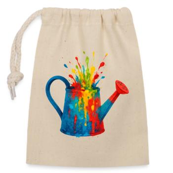 Watering Can Splash Watercolor Painting Gardening - Closable cotton gift bag (14x20cm) - nature - Front