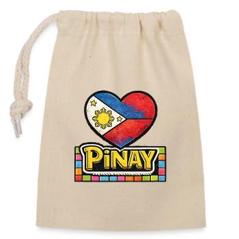 Pinay Heart Flag with Colourful Border - Closable cotton gift bag (14x20cm) - nature - Front