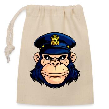 Police des singes - Sac cadeau en coton avec cordon (14 x 20 cm) - nature - Devant