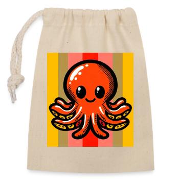 Octopus - Closable cotton gift bag (14x20cm) - nature - Front