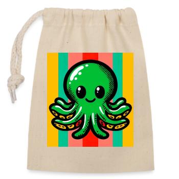 Octopus - Closable cotton gift bag (14x20cm) - nature - Front
