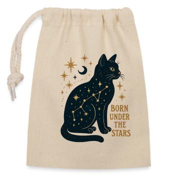 Sternenkatze Konstellation - Verschließbarer Geschenkbeutel aus Baumwolle (14x20cm) - Natur - Vorne