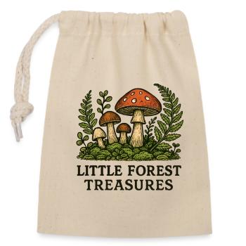 Little Forest Treasures Pilzparadies - Verschließbarer Geschenkbeutel aus Baumwolle (14x20cm) - Natur - Vorne