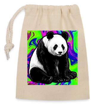 Panda - Verschließbarer Geschenkbeutel aus Baumwolle (14x20cm) - Natur - Vorne
