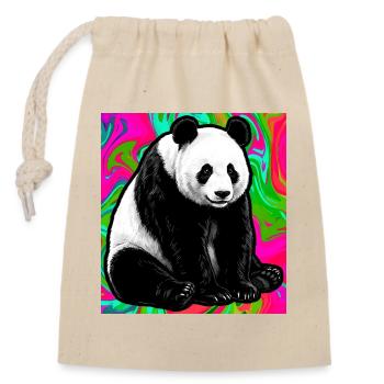 panda - Closable cotton gift bag (14x20cm) - nature - Front