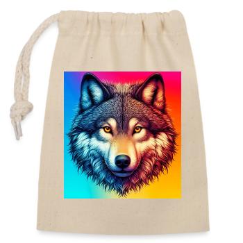 Wolf - Closable cotton gift bag (14x20cm) - nature - Front