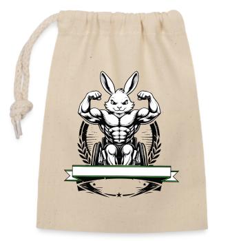Design amusant de fitness en fauteuil roulant Strong Bunny - Sac cadeau en coton avec cordon (14 x 20 cm) - nature - Devant