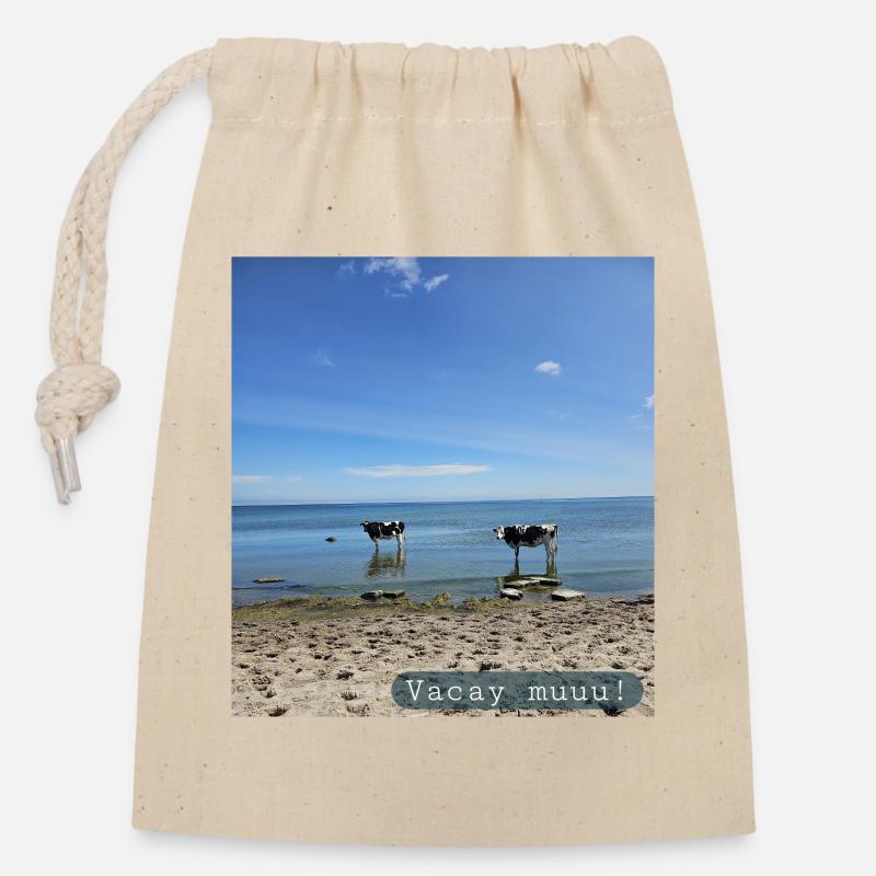 Vacay muuu - Closable cotton gift bag (14x20cm) - nature