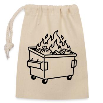 Müllcontainer-Feuer - Verschließbarer Geschenkbeutel aus Baumwolle (14x20cm) - Natur - Vorne