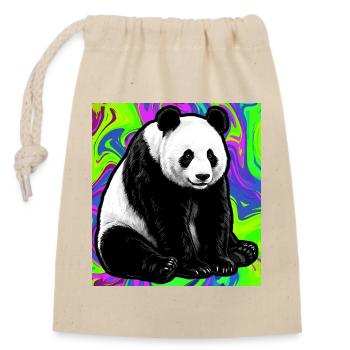 Panda - Verschließbarer Geschenkbeutel aus Baumwolle (14x20cm) - Natur - Vorne
