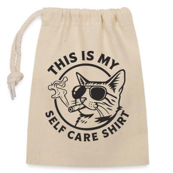Katzen Selfcare Shirt mit Sonnenbrille Geschenk - Verschließbarer Geschenkbeutel aus Baumwolle (14x20cm) - Natur - Vorne