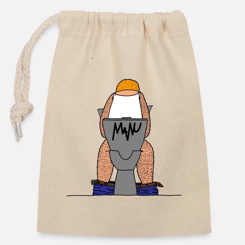 Signature WC - Closable cotton gift bag (14x20cm) - nature
