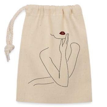 Elegant Woman - Aesthetic Pose - with red lips - Verschließbarer Geschenkbeutel aus Baumwolle (14x20cm) - Natur - Vorne