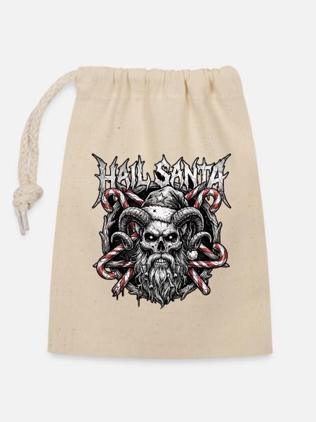Death Metal Weihnachten - Verschließbarer Geschenkbeutel aus Baumwolle (14x20cm) - Natur