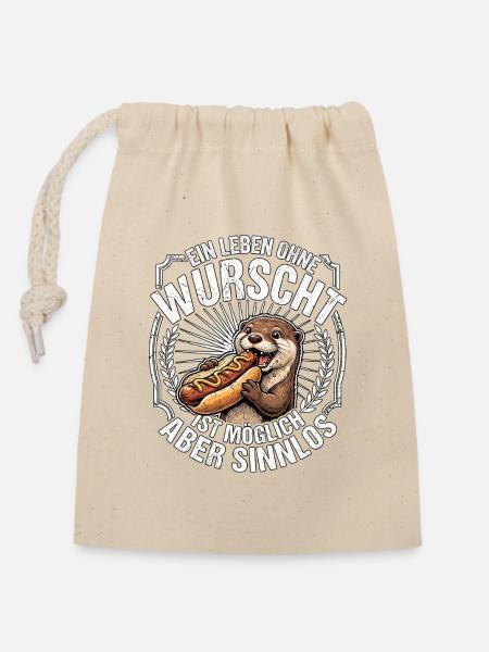 Hot Dog Otter Wurst - Verschließbarer Geschenkbeutel aus Baumwolle (14x20cm) - Natur