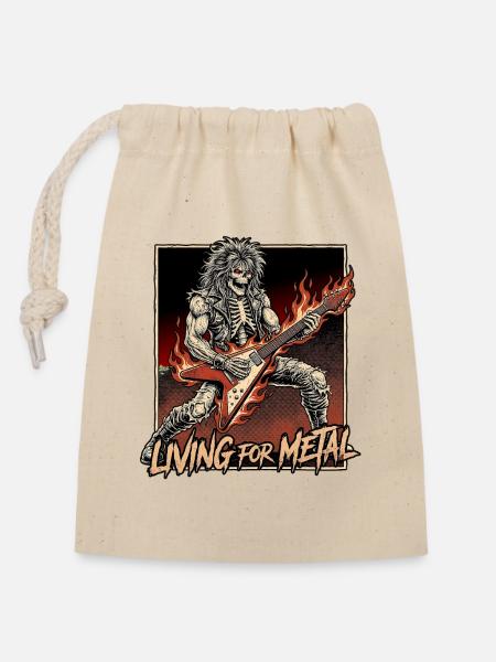 Living For Heavy Metal - Verschließbarer Geschenkbeutel aus Baumwolle (14x20cm) - Natur