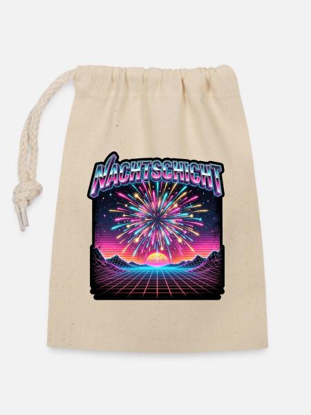 Retro 80s Pyro Nachtschicht - Verschließbarer Geschenkbeutel aus Baumwolle (14x20cm) - Natur