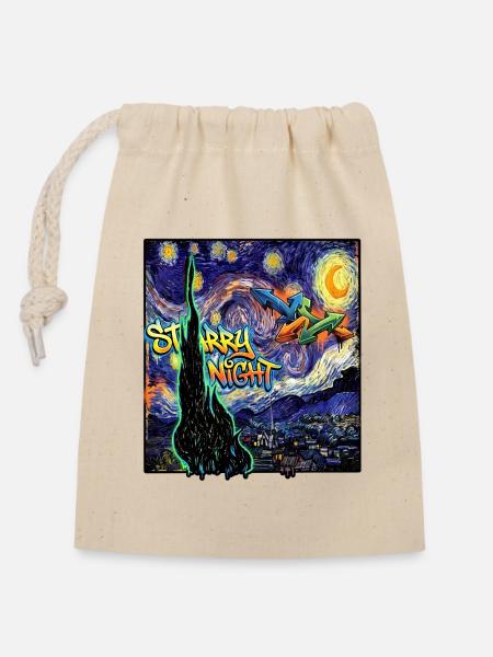 Van Goghs Sternennacht Wildstyle Burner - Verschließbarer Geschenkbeutel aus Baumwolle (14x20cm) - Natur