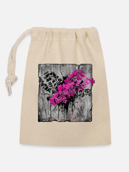 Bougainvillea Bricht Beton - Verschließbarer Geschenkbeutel aus Baumwolle (14x20cm) - Natur