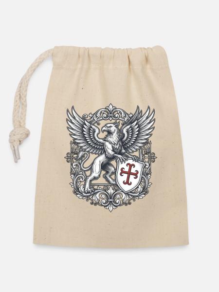 Wappen Greif Und Kreuz - Verschließbarer Geschenkbeutel aus Baumwolle (14x20cm) - Natur