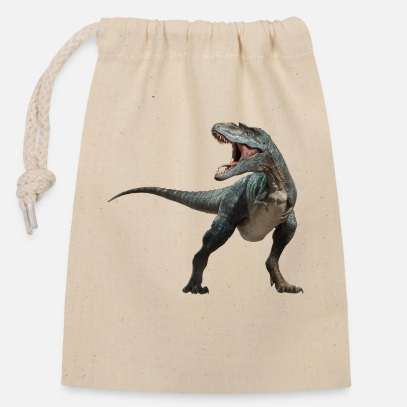 Dinosaurier T-Rex - Verschließbarer Geschenkbeutel aus Baumwolle (14x20cm) - Natur