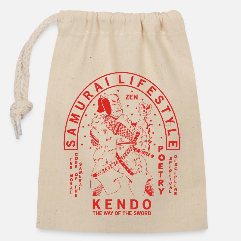 Samurai Japanese Graphic - Closable cotton gift bag (14x20cm) - nature