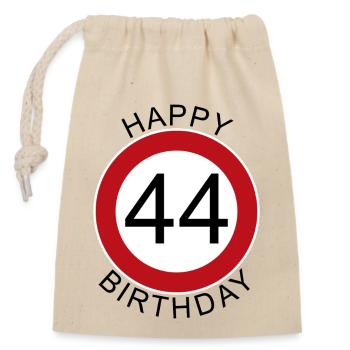 Happy Birthday 44 road sign birthday - Closable cotton gift bag (14x20cm) - nature - Front