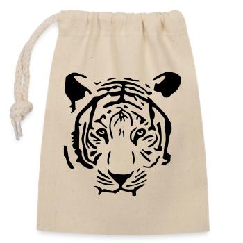Weißer Tiger - Verschließbarer Geschenkbeutel aus Baumwolle (14x20cm) - Natur - Vorne