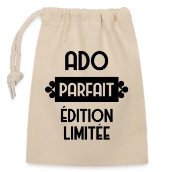adolescent / enfant / ado / adolescente - Sac cadeau en coton avec cordon (14 x 20 cm) - nature - Devant