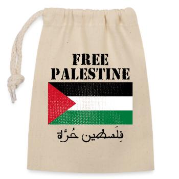Free Palestine Flag - Closable cotton gift bag (14x20cm) - nature - Front