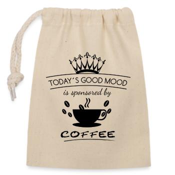 Gute Laune Kaffee | Good Mood - Verschließbarer Geschenkbeutel aus Baumwolle (14x20cm) - Natur - Vorne