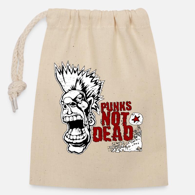 Punks not dead - Closable cotton gift bag (14x20cm) - nature