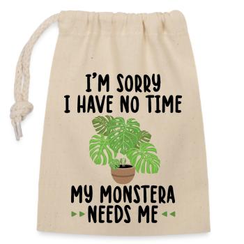 Monstera - Sac cadeau en coton avec cordon (14 x 20 cm) - nature - Devant