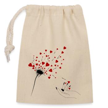 un souffle de cœurs - Sac cadeau en coton avec cordon (14 x 20 cm) - nature - Devant