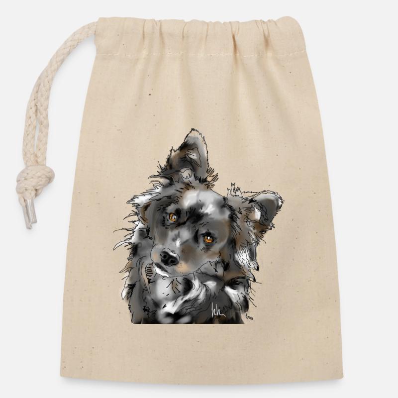 Australian Shepherd - Verschließbarer Geschenkbeutel aus Baumwolle (14x20cm) - Natur