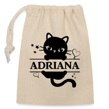 t-shirt chat Adriana t-shirt idée cadeau - Sac cadeau en coton avec cordon (14 x 20 cm) - nature - Devant